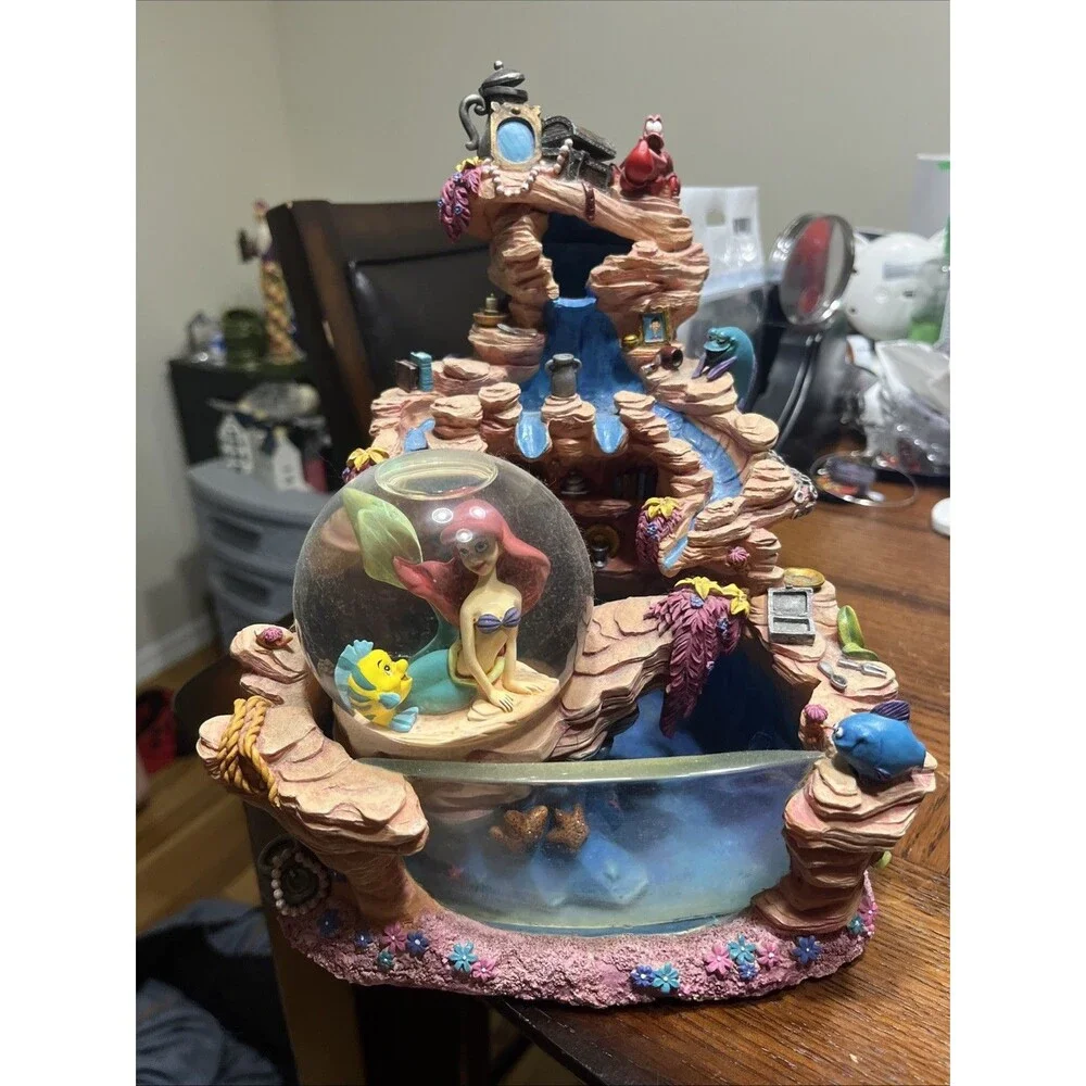 Disney The Little Mermaid Ariel Sebastian Snow Globe Fountain Works Some Damage
